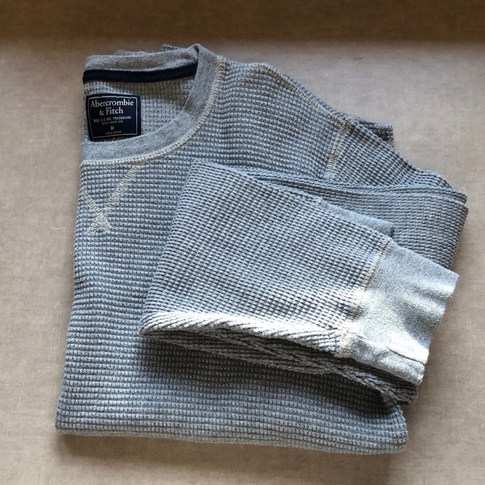 Waffle knit long sleeve top